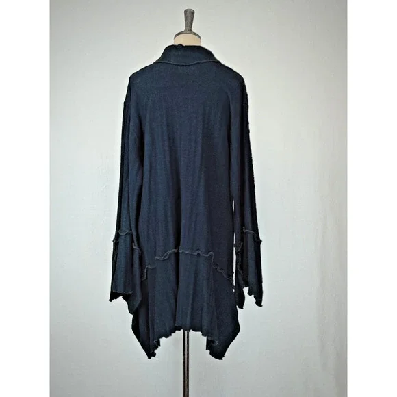 Giselle Shepatin Navy Blue Herringbone Knit Jacket Womens XL #5-0169 Art To Wear - Picture 3 of 10